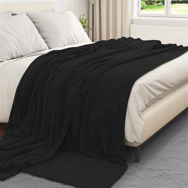Grote foto vidaxl kleden 6 pcs zwart 240 x 270 cm fleece huis en inrichting bedden