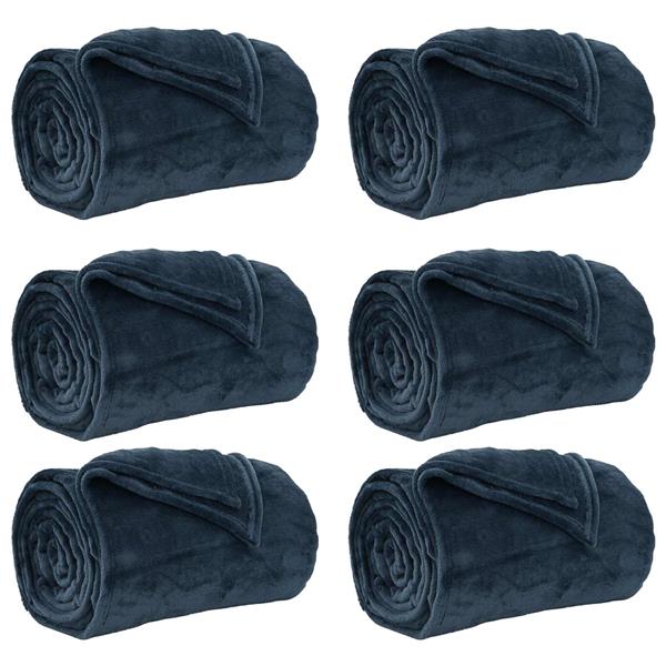 Grote foto vidaxl kleden 6 pcs marineblauw 240 x 270 cm fleece huis en inrichting bedden