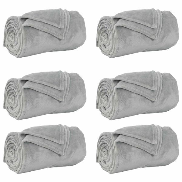 Grote foto vidaxl kleden 6 pcs grijs 240 x 270 cm fleece huis en inrichting bedden