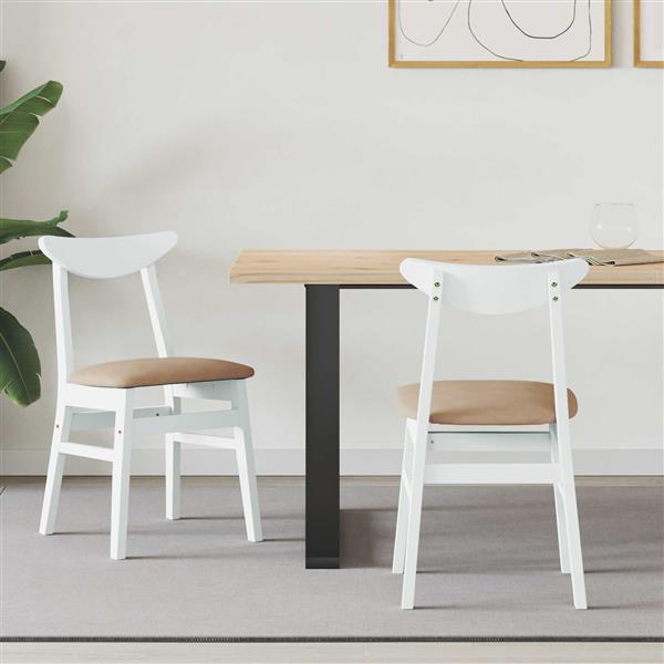 Grote foto vidaxl eettafelstoelen 2 pcs wit 42 x 47.5 x 81 cm massief rubberhout huis en inrichting stoelen