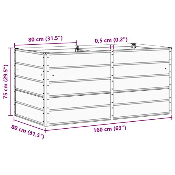 Grote foto vidaxl plantenbak antraciet 160 x 80 x 75 cm staal tuin en terras overige tuin en terras