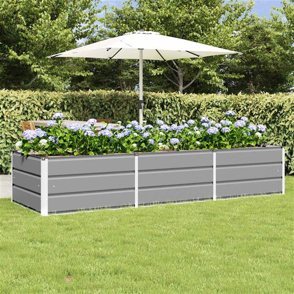 Grote foto vidaxl plantenbak lichtgrijs 240 x 80 x 45 cm staal tuin en terras overige tuin en terras