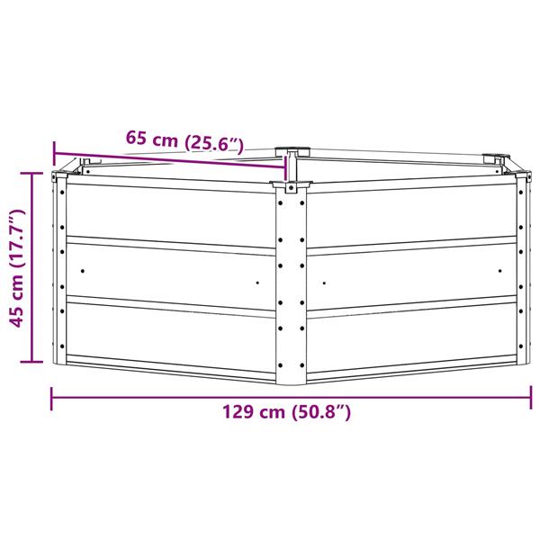 Grote foto vidaxl plantenbak lichtgrijs 129 x 129 x 45 cm staal tuin en terras overige tuin en terras