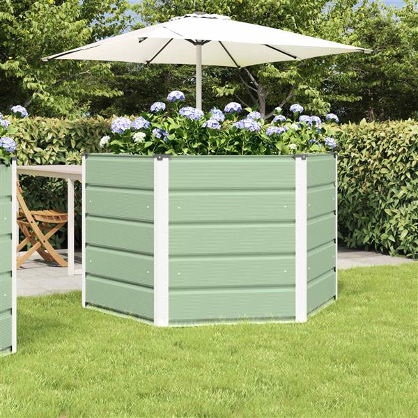 Grote foto vidaxl plantenbak pastel groen 129 x 129 x 75 cm staal tuin en terras overige tuin en terras
