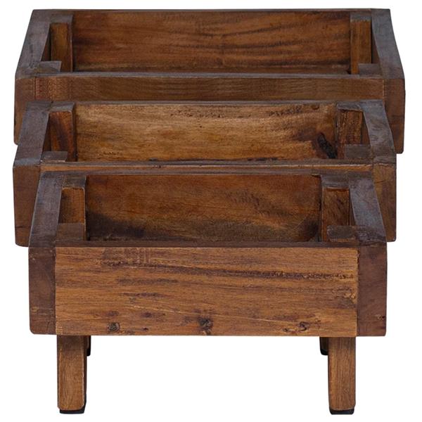 Grote foto vidaxl plantenstandaard 3 pcs bruin mahoniehout tuin en terras overige tuin en terras