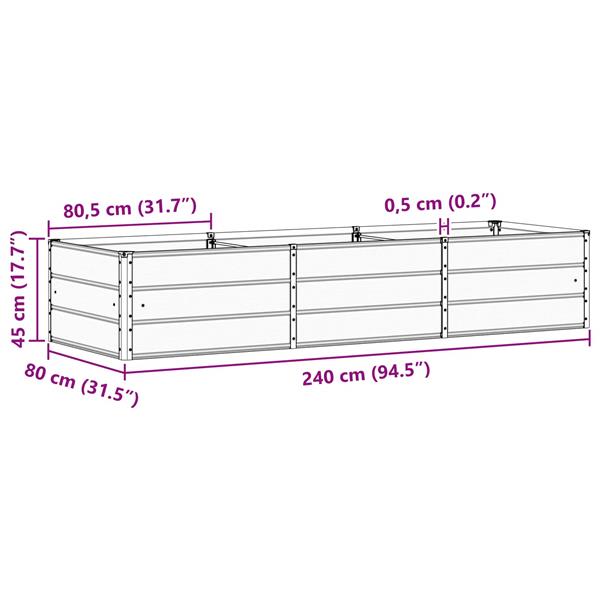 Grote foto vidaxl plantenbak antraciet 240 x 80 x 45 cm staal tuin en terras overige tuin en terras