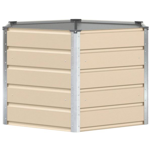 Grote foto vidaxl plantenbak ivoor 129 x 129 x 75 cm staal tuin en terras overige tuin en terras