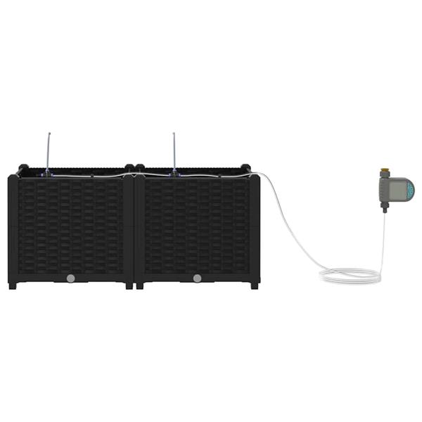 Grote foto vidaxl tuin bloempot 2 pcs zwart staal tuin en terras overige tuin en terras