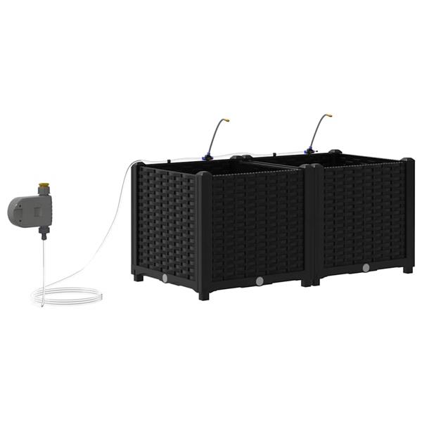 Grote foto vidaxl tuin bloempot 2 pcs zwart staal tuin en terras overige tuin en terras