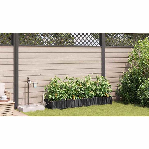 Grote foto vidaxl tuin bloempot 4 pcs zwart staal tuin en terras overige tuin en terras