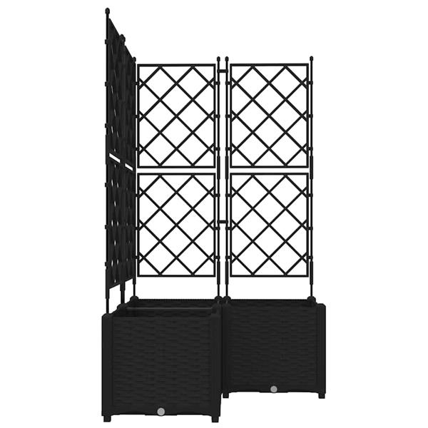 Grote foto vidaxl tuin bloempot 3 pcs zwart 80 x 80 x 143 cm staal tuin en terras overige tuin en terras