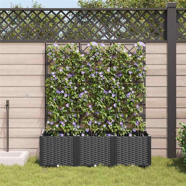 Grote foto vidaxl tuin bloempot 3 pcs zwart 120 x 40 x 143 cm staal tuin en terras overige tuin en terras