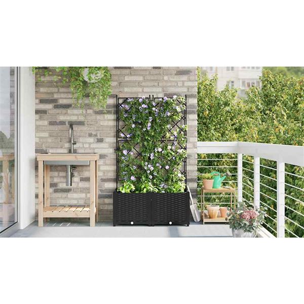 Grote foto vidaxl tuin bloempot 2 pcs zwart 80 x 40 x 143 cm staal tuin en terras overige tuin en terras