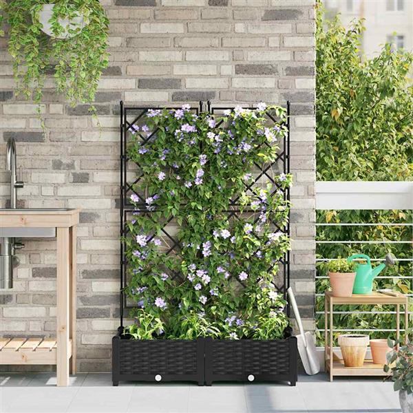 Grote foto vidaxl tuin bloempot 2 pcs zwart 80 x 40 x 125 5 cm staal tuin en terras overige tuin en terras
