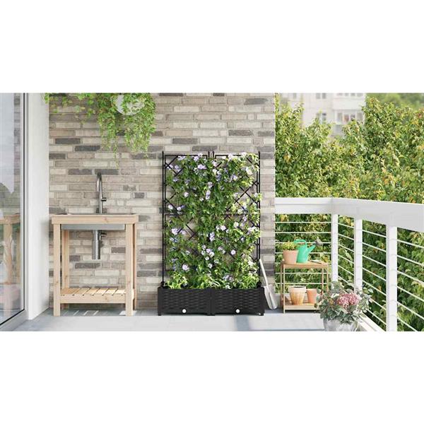 Grote foto vidaxl tuin bloempot 2 pcs zwart 80 x 40 x 125 5 cm staal tuin en terras overige tuin en terras