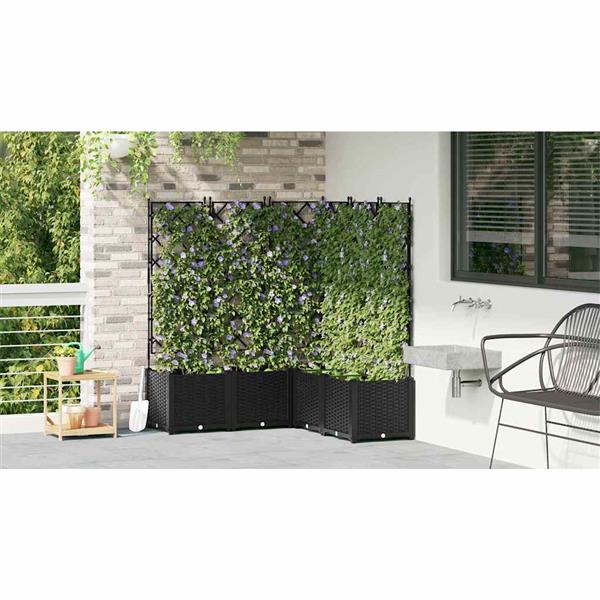 Grote foto vidaxl tuin bloempot 5 pcs zwart 120 x 120 x 143 cm staal tuin en terras overige tuin en terras