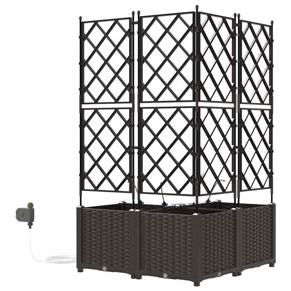 Grote foto vidaxl tuin bloempot 3 pcs bruin staal tuin en terras overige tuin en terras