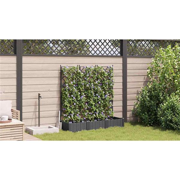 Grote foto vidaxl tuin bloempot 3 pcs zwart 120 x 40 x 125 5 cm staal tuin en terras overige tuin en terras
