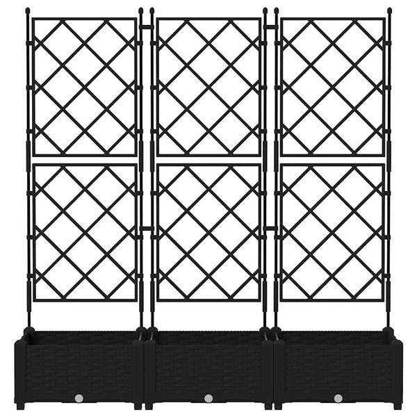 Grote foto vidaxl tuin bloempot 3 pcs zwart 120 x 40 x 125 5 cm staal tuin en terras overige tuin en terras