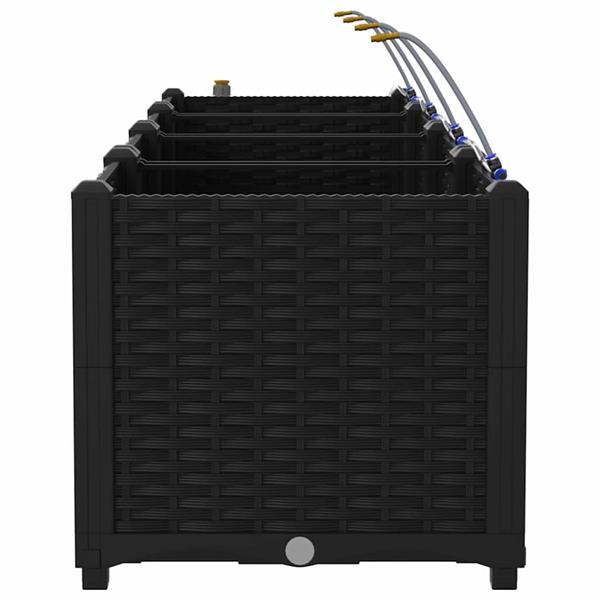 Grote foto vidaxl tuin bloempot 3 pcs zwart staal tuin en terras overige tuin en terras