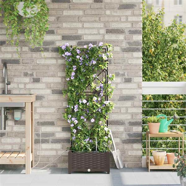 Grote foto vidaxl tuin bloempot bruin 40 x 40 x 126 cm staal tuin en terras overige tuin en terras