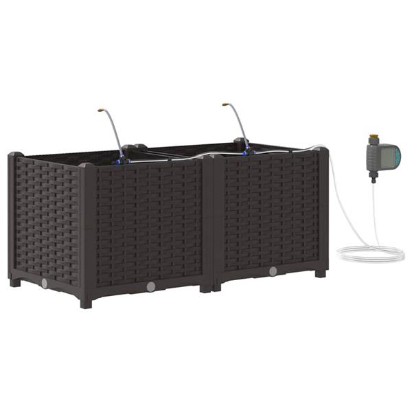 Grote foto vidaxl tuin bloempot 2 pcs bruin staal tuin en terras overige tuin en terras