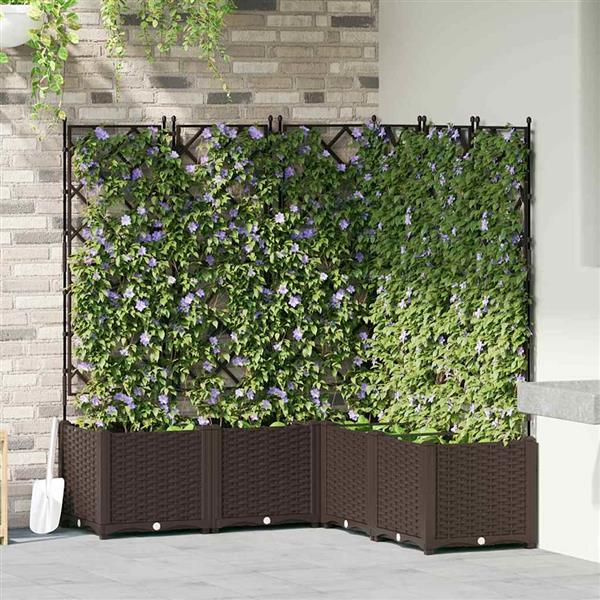 Grote foto vidaxl tuin bloempot 5 pcs bruin 120 x 120 x 143 cm staal tuin en terras overige tuin en terras