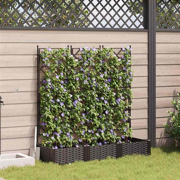 Grote foto vidaxl tuin bloempot 3 pcs bruin 120 x 40 x 125 5 cm staal tuin en terras overige tuin en terras