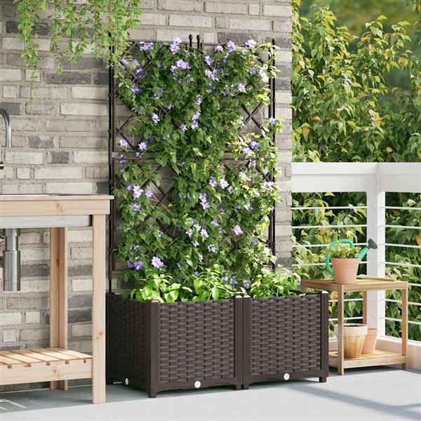 Grote foto vidaxl tuin bloempot 2 pcs bruin 80 x 40 x 143 cm staal tuin en terras overige tuin en terras