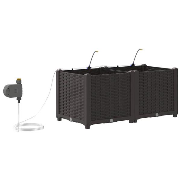 Grote foto vidaxl tuin bloempot 2 pcs bruin staal tuin en terras overige tuin en terras