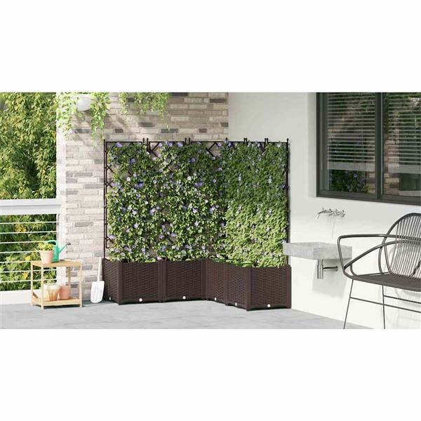 Grote foto vidaxl tuin bloempot 5 pcs bruin 120 x 120 x 143 cm staal tuin en terras overige tuin en terras