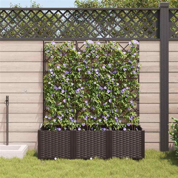 Grote foto vidaxl tuin bloempot 3 pcs bruin 120 x 40 x 143 cm staal tuin en terras overige tuin en terras