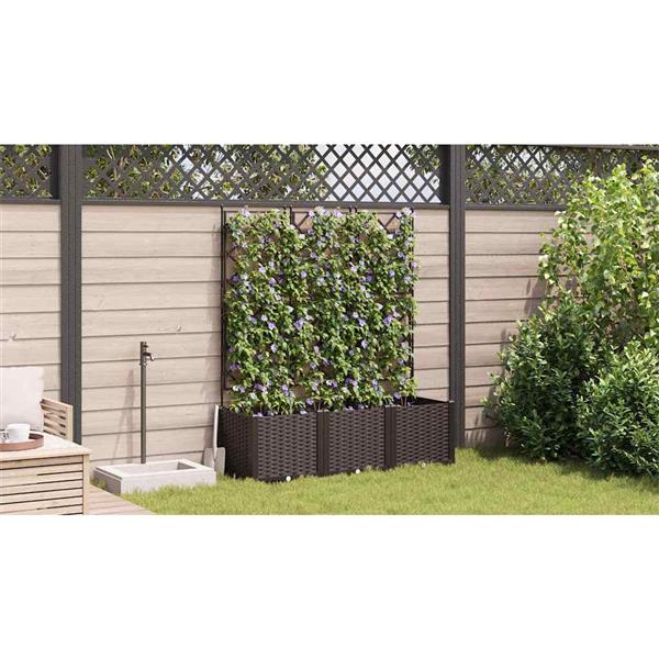 Grote foto vidaxl tuin bloempot 3 pcs bruin 120 x 40 x 143 cm staal tuin en terras overige tuin en terras