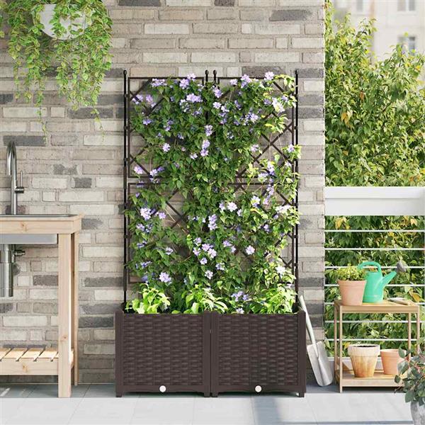 Grote foto vidaxl tuin bloempot 2 pcs bruin 80 x 40 x 143 cm staal tuin en terras overige tuin en terras