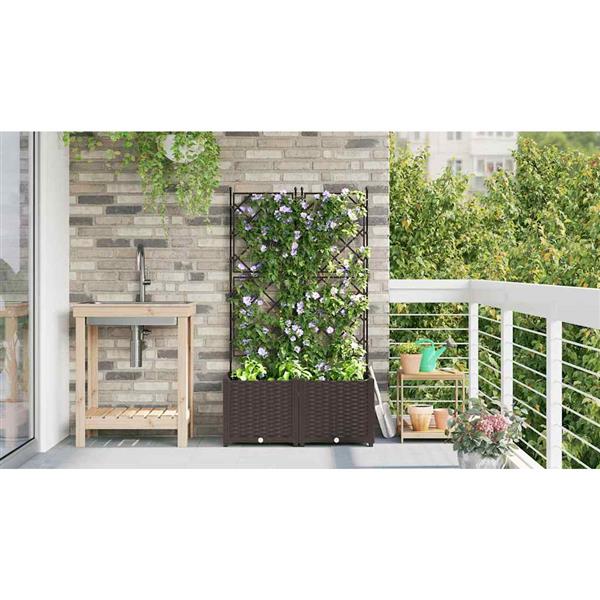 Grote foto vidaxl tuin bloempot 2 pcs bruin 80 x 40 x 143 cm staal tuin en terras overige tuin en terras