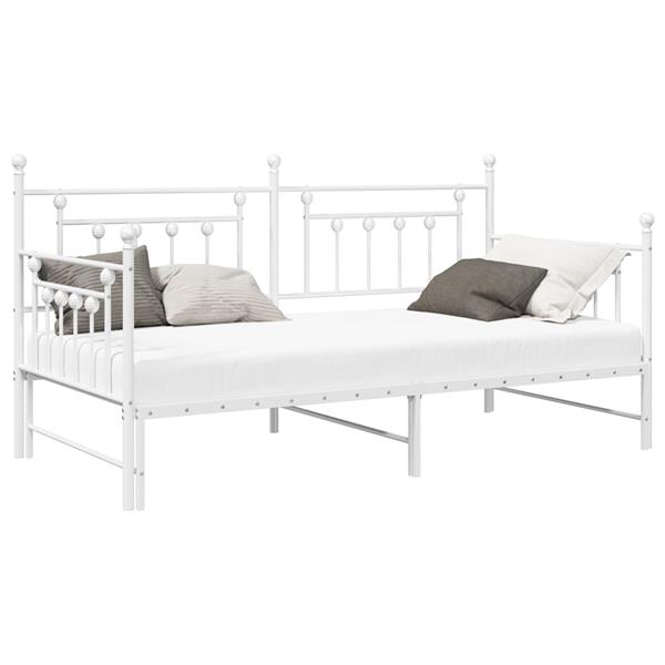 Grote foto vidaxl bedframe voor een daybed met hoofdeinde wit 107 x 203 cm staal antiek en kunst stoelen en banken