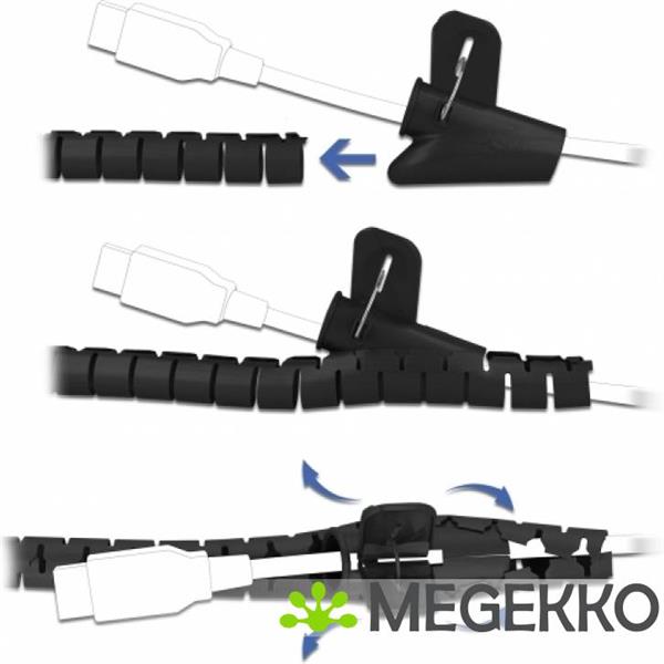Grote foto delock 18835 spiraalslang met intrekgereedschap 2 5 m x 15 mm zwart computers en software overige computers en software