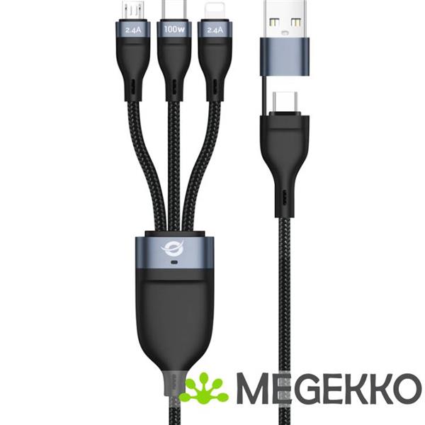 Grote foto conceptronic etta06b15 usb kabel 1 5 m usb 2.0 usb c usb c micro usb b lightning zwart computers en software overige computers en software