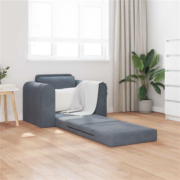 Grote foto vidaxl vouwsofa bed donkergrijs 98 x 71 x 83 cm fluweel huis en inrichting bankstellen