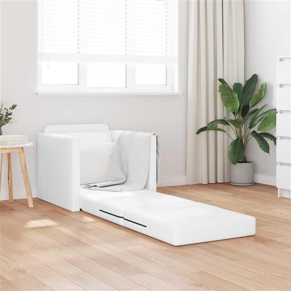 Grote foto vidaxl vouwsofa bed wit 74 x 77 x 81 cm pvc huis en inrichting bankstellen