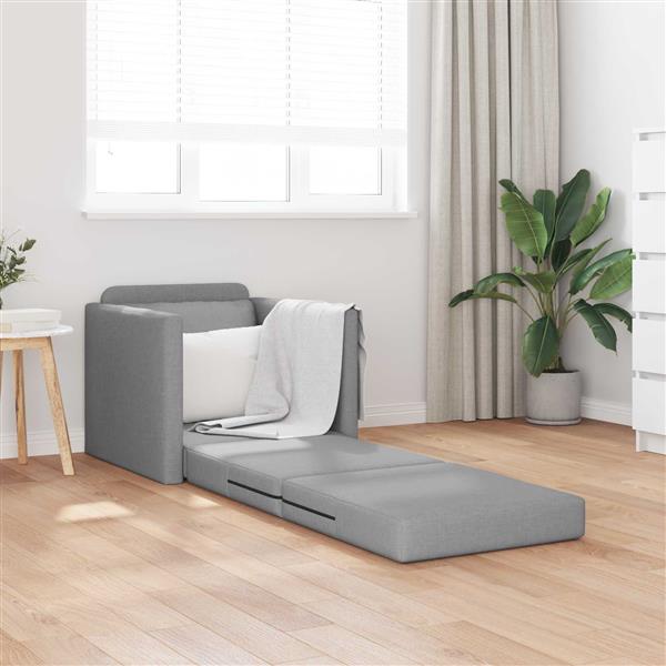 Grote foto vidaxl vouwsofa bed lichtgrijs 74 x 77 x 81 cm stof huis en inrichting bankstellen