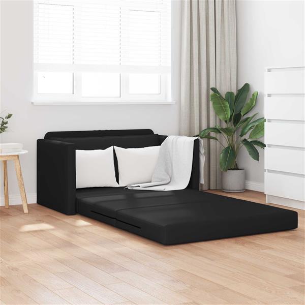 Grote foto vidaxl vouwsofa bed zwart 124 x 71 x 78 cm pvc huis en inrichting bankstellen