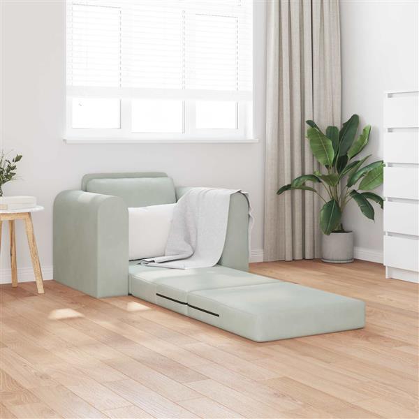 Grote foto vidaxl vouwsofa bed lichtgrijs 98 x 71 x 83 cm fluweel huis en inrichting bankstellen