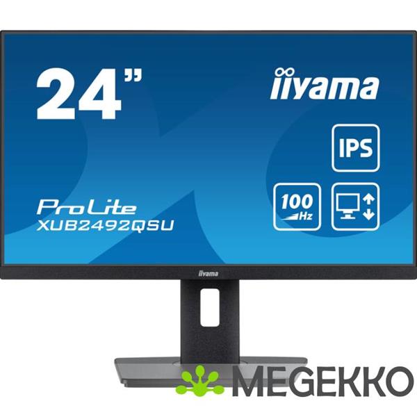 Grote foto iiyama prolite xub2492qsu b1 24 quad hd 100hz ips monitor computers en software overige computers en software