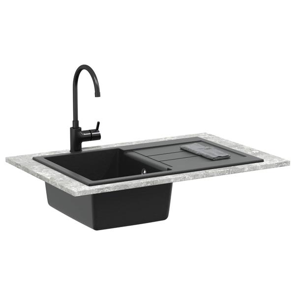 Grote foto vidaxl wasbak zwart 780 x 500 mm 80 kwarts en 20 hars huis en inrichting keukens