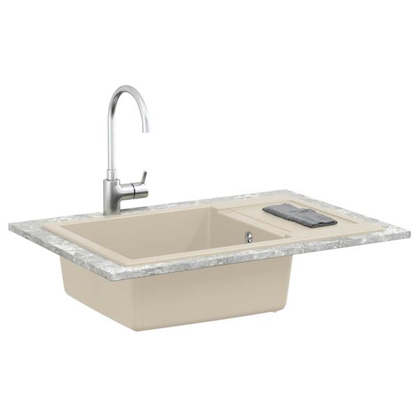 Grote foto vidaxl wasbak beige 780 x 500 mm 80 kwarts en 20 hars huis en inrichting keukens
