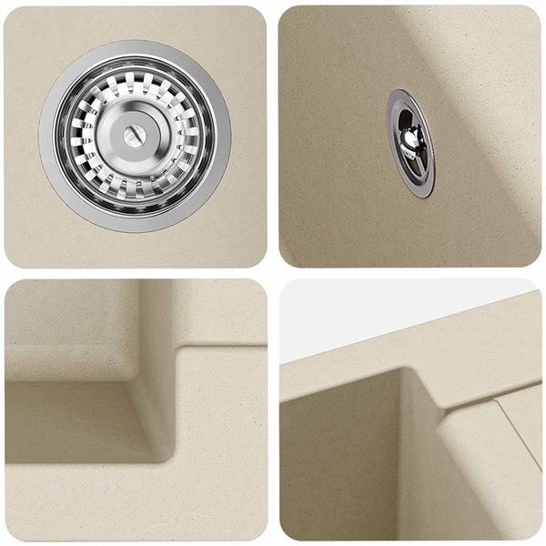Grote foto vidaxl wasbak beige 620 x 500 mm 80 kwarts en 20 hars huis en inrichting keukens