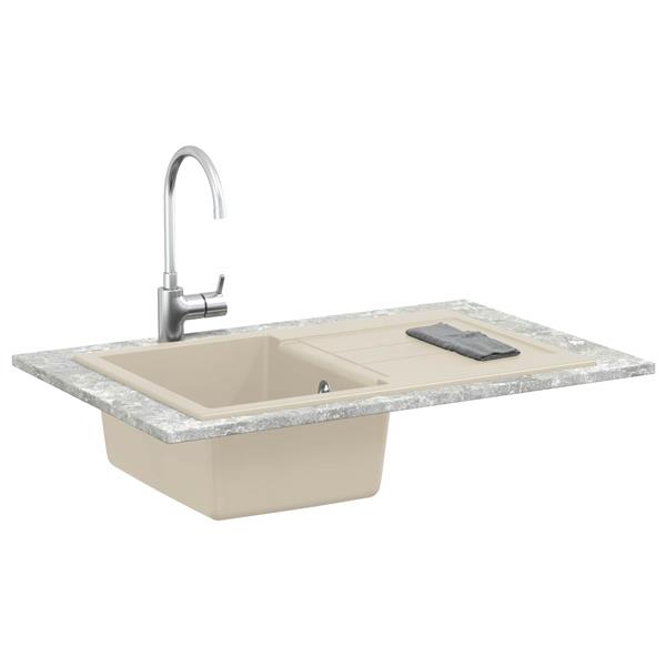 Grote foto vidaxl wasbak beige 780 x 500 mm 80 kwarts en 20 hars huis en inrichting keukens