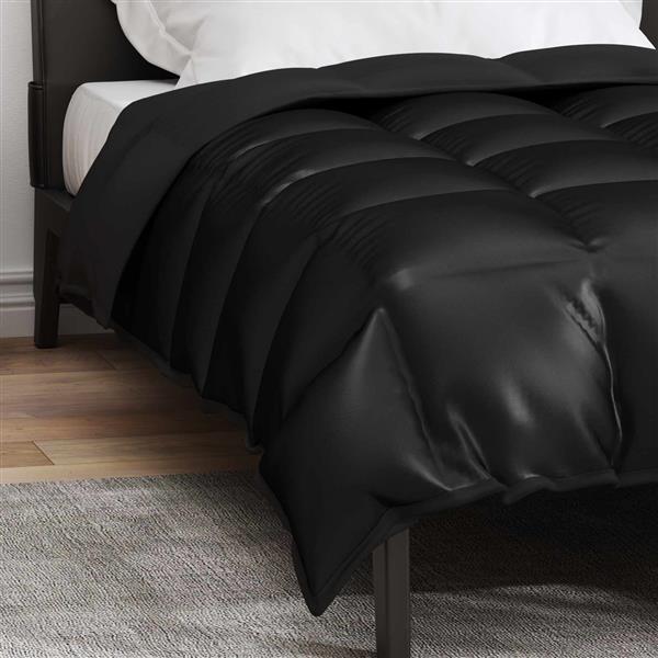 Grote foto vidaxl winter dekbed zwart 220 x 155 cm satijn en microfiber huis en inrichting bedden