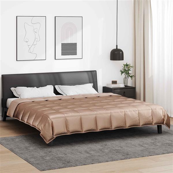 Grote foto vidaxl zomer dekbed goud 200 x 200 cm satijn en microfiber huis en inrichting bedden